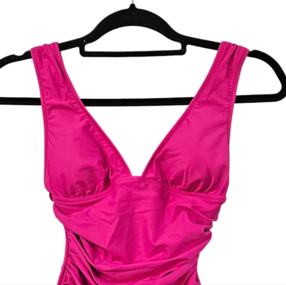 NWT J.Crew Ruched V-neck one-piece Size 12 - Picture 3 of 7